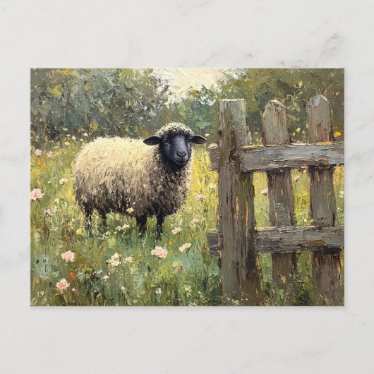 Spring Sheep Digitale olieverfschilderij Briefkaart (Voorkant)