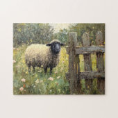 Spring Sheep Digitale olieverfschilderij Legpuzzel (Horizontaal)