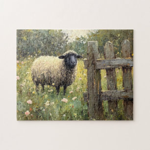 Spring Sheep Digitale olieverfschilderij Legpuzzel