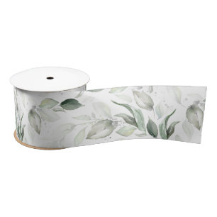 Spring Silver Greenery Foliage Elegant White Satijnen Lint