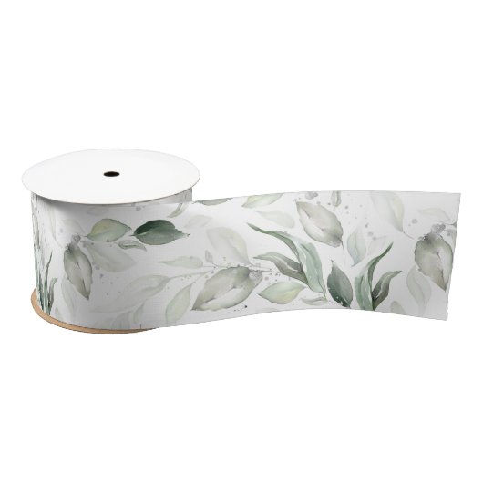 Spring Silver Greenery Foliage Elegant White Satijnen Lint (Spoel)