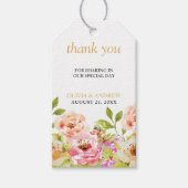 Spring Sinaasappel Roze Waterverf Bloemen Dank u | Cadeaulabel (Voorkant)