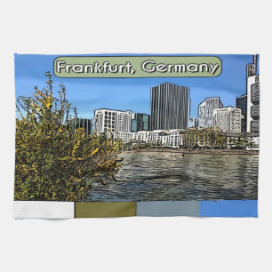 Spring Skyline of Frankfurt, Duitsland Theedoek