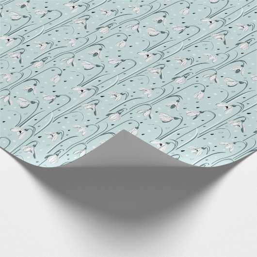 Spring Snowdrop: regendruppelachtergrond. Cadeaupapier (Hoek)