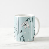 Spring Snowdrop: regendruppelachtergrond. Koffiemok (Voorkant rechts)
