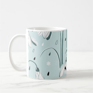 Spring Snowdrop: regendruppelachtergrond. Koffiemok