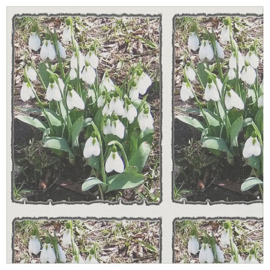 Spring Snowdrops Floral Fabric Stof (Close Up)