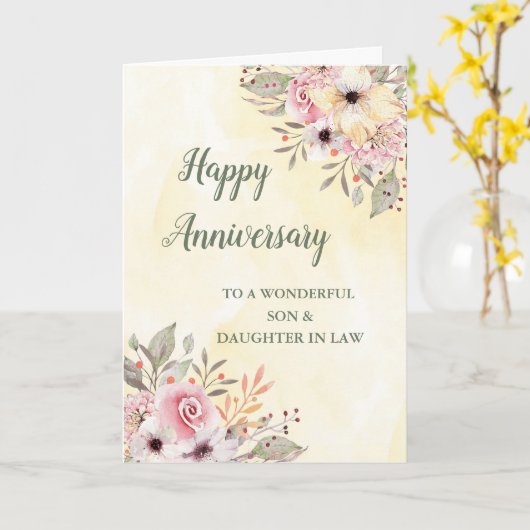 Spring Son & Daughter in Law Wedding Jubileum Kaart (Gele Bloem)