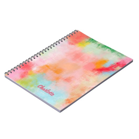 Spring Spark - Roze Koraal - Naam of Monogram Notitieboek (Linkerzijde)