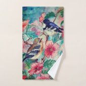 Spring Sparrows Bath Towel Set Painting Bad Handdoek (Handdoek)