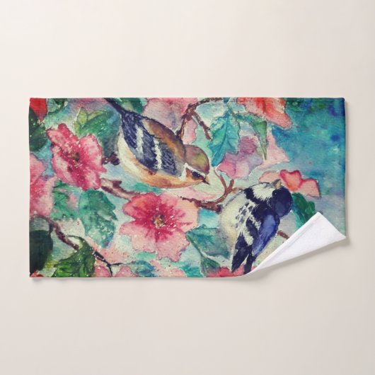 Spring Sparrows Bath Towel Set Painting Bad Handdoek (Handdoek)