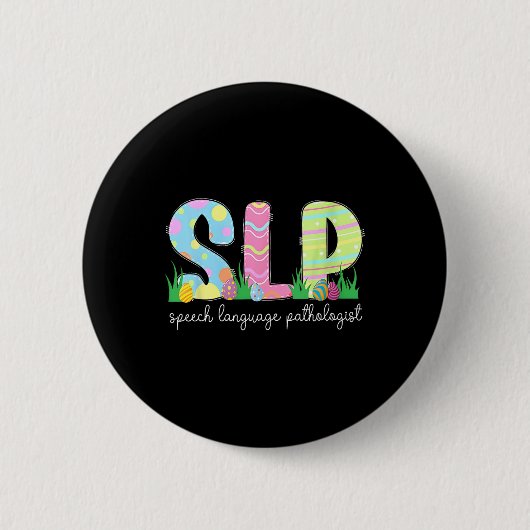 Spring Speech Language Pathologist Easter Bunny SL Ronde Button 5,7 Cm (Voorkant)