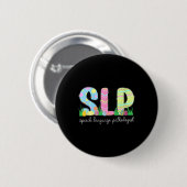 Spring Speech Language Pathologist Easter Bunny SL Ronde Button 5,7 Cm (Voorkant /achterkant)
