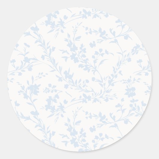 Spring Sprigs Powder Blue - Neutral Ronde Sticker (Voorkant)