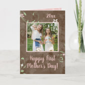 Spring Sprouts Happy First Moederdag Photo Kaart (Voorkant)