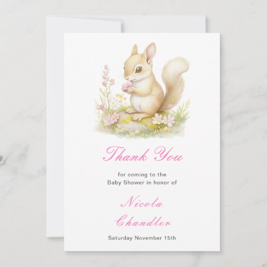 Spring Squirrel Baby shower Bedankkaart (Voorkant)