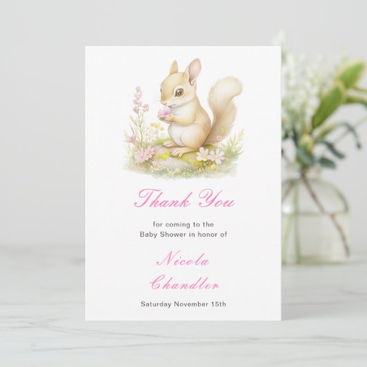 Spring Squirrel Baby shower Bedankkaart (Staand voorkant)