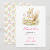 Spring Squirrel Baby shower Bedankkaart (Voorkant / Achterkant)