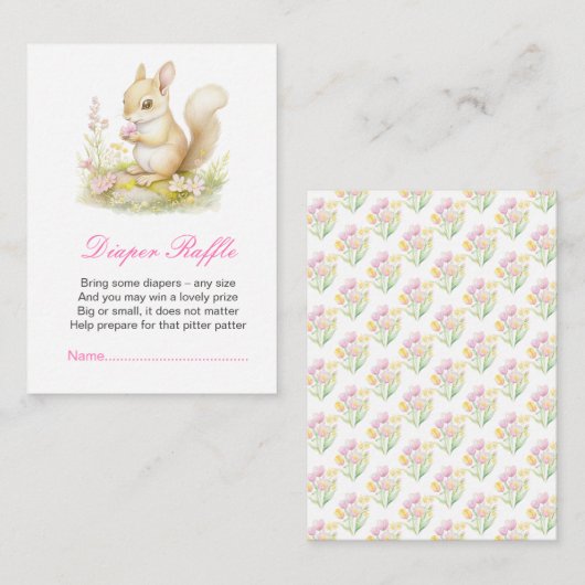 Spring Squirrel Baby shower Informatiekaartje (Voorkant / Achterkant)