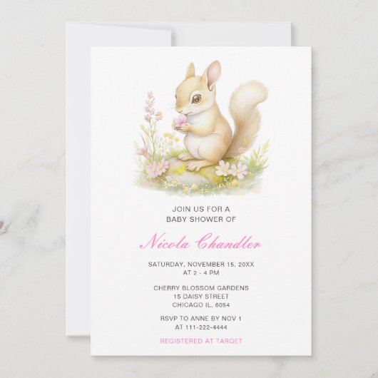 Spring Squirrel Baby shower Kaart (Voorkant)