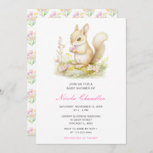 Spring Squirrel Baby shower Kaart