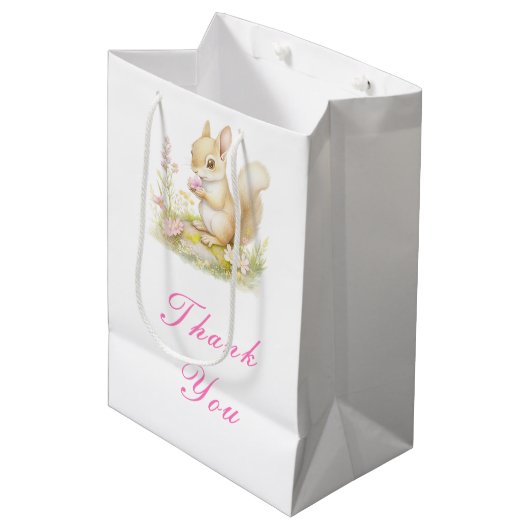 Spring Squirrel Baby shower Medium Cadeauzakje (Voorkant Gekanteld)