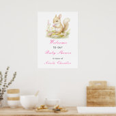 Spring Squirrel Baby shower Poster (Keuken)