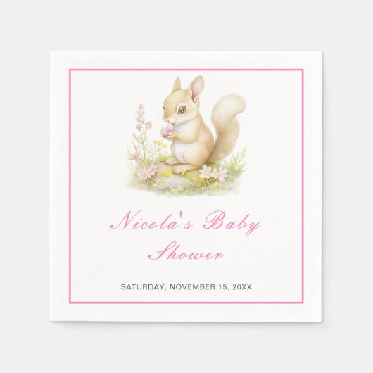 Spring Squirrel Baby shower Servet (Voorkant)