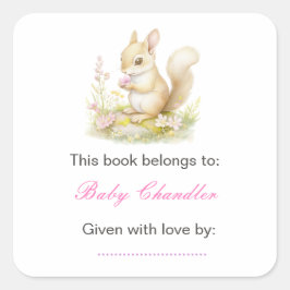 Spring Squirrel Baby shower Vierkante Sticker