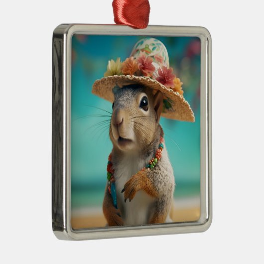 Spring Squirrel Metalen Ornament (Rechts)