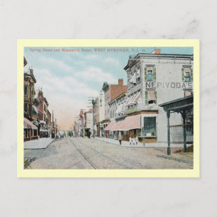 Spring St., W. Hoboken, Vintage van New Jersey Briefkaart