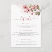 Spring stoffige roos bloemenbruiloft gastgegevens informatiekaartje (Voorkant)