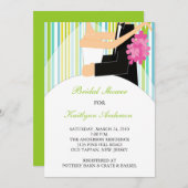Spring Stripe Bridal Shower Invitation Kaart (Voorkant / Achterkant)