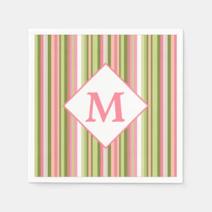 Spring Stripes Monogram Cocktail servet