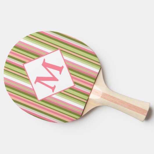 Spring Stripes monogrammed ping pong paddle Tafeltennisbatje (Zijkant)