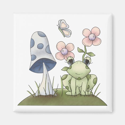 Spring Stuff · Kikker & Paddestoel Magneet (Voorkant)