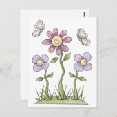 Spring Stuff ・ Purple Flowers & Butterflies Briefkaart (Voorkant / Achterkant)