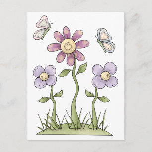 Spring Stuff ・ Purple Flowers & Butterflies Briefkaart
