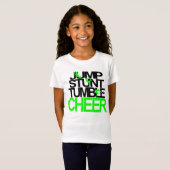 Spring, Stunt, Tumble, Cheer T-shirt in zwart en g (Voorkant volledig)