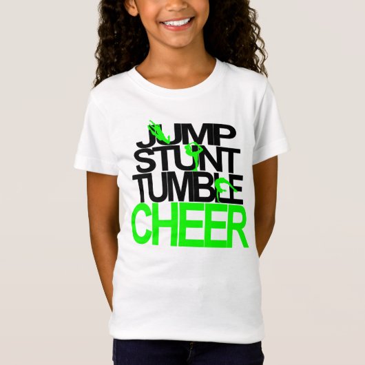 Spring, Stunt, Tumble, Cheer T-shirt in zwart en g (Voorkant)