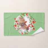 Spring Style Bunny Rabbits en Red Floral Wreath Handdoek (Handdoek)