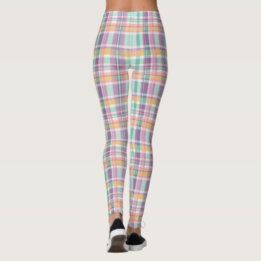 Spring Style Plaid Lavender Teal and Pink Leggings (Achterkant)
