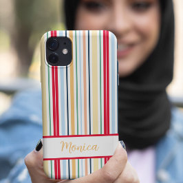 Spring style verticale strepen aangepaste naam Case-Mate iPhone case