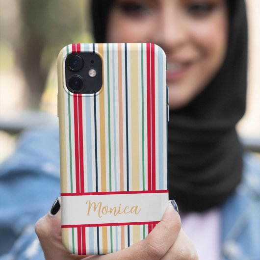Spring style verticale strepen aangepaste naam Case-Mate iPhone case