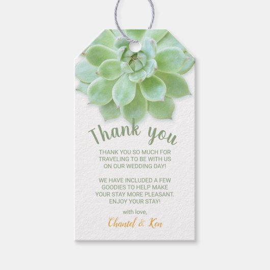 Spring Succulent Wedding Favor Label | Bedankt Lab Cadeaulabel (Voorkant)