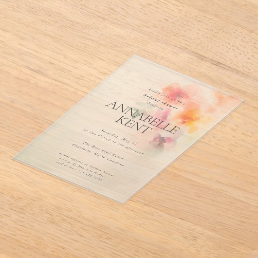 Spring Summer Elegant Waterverf Vrijgezellenfeest Acryl Uitnodigingen (Laagn)