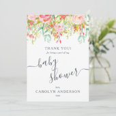 Spring Summer Floral | Baby shower Hartelijk dank Bedankkaart (Staand voorkant)