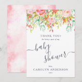 Spring Summer Floral | Baby shower Hartelijk dank Bedankkaart (Voorkant / Achterkant)