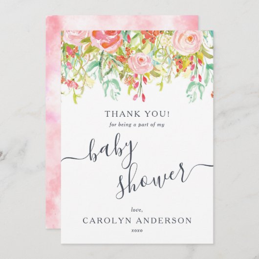 Spring Summer Floral | Baby shower Hartelijk dank Bedankkaart (Voorkant / Achterkant)