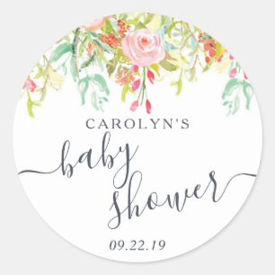 Spring Summer Floral   BABY SHOWER Ronde Sticker